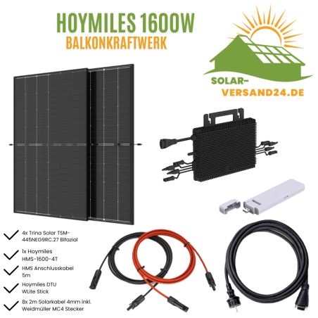 Balkonkraftwerk Komplettset 1600W Hoymiles HMS-1600 Trina Solar