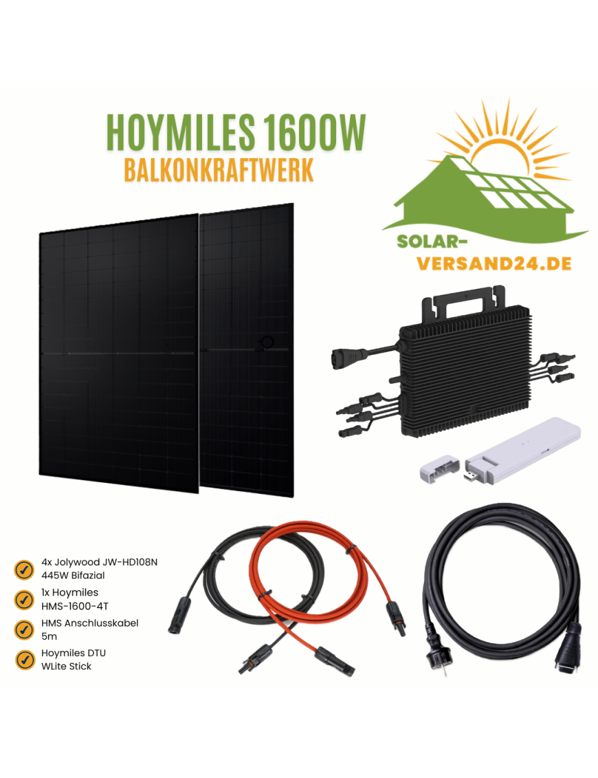 Balkonkraftwerk Komplettset 1600W Hoymiles HMS-1600 Trina Solar