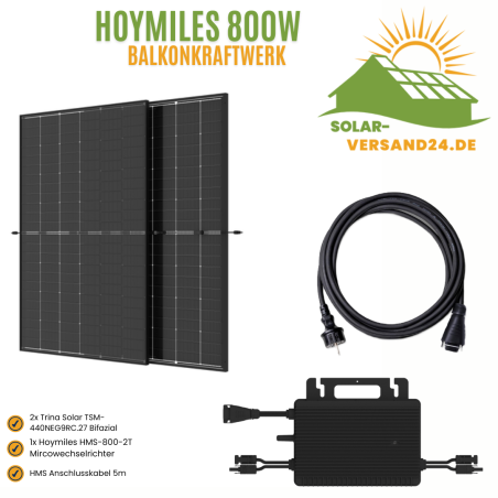 Balkonkraftwerk Komplettset 800W Hoymiles HMS-800 Trina Solar
