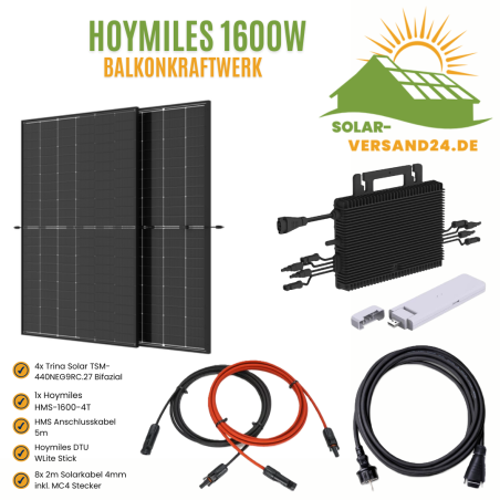 Balkonkraftwerk Komplettset 1600W Hoymiles HMS-1600 Trina Solar