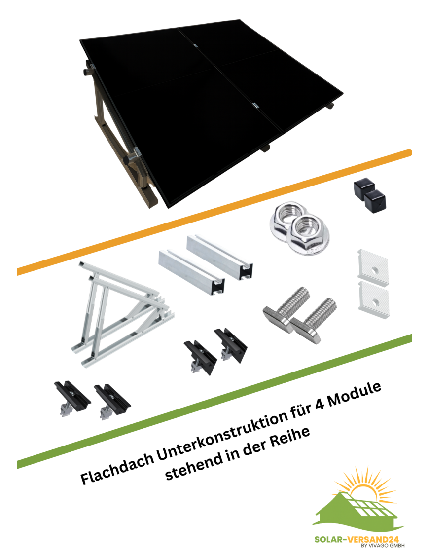 Modulaufständerung Flachdach 4 Module 20-40° verstellbar