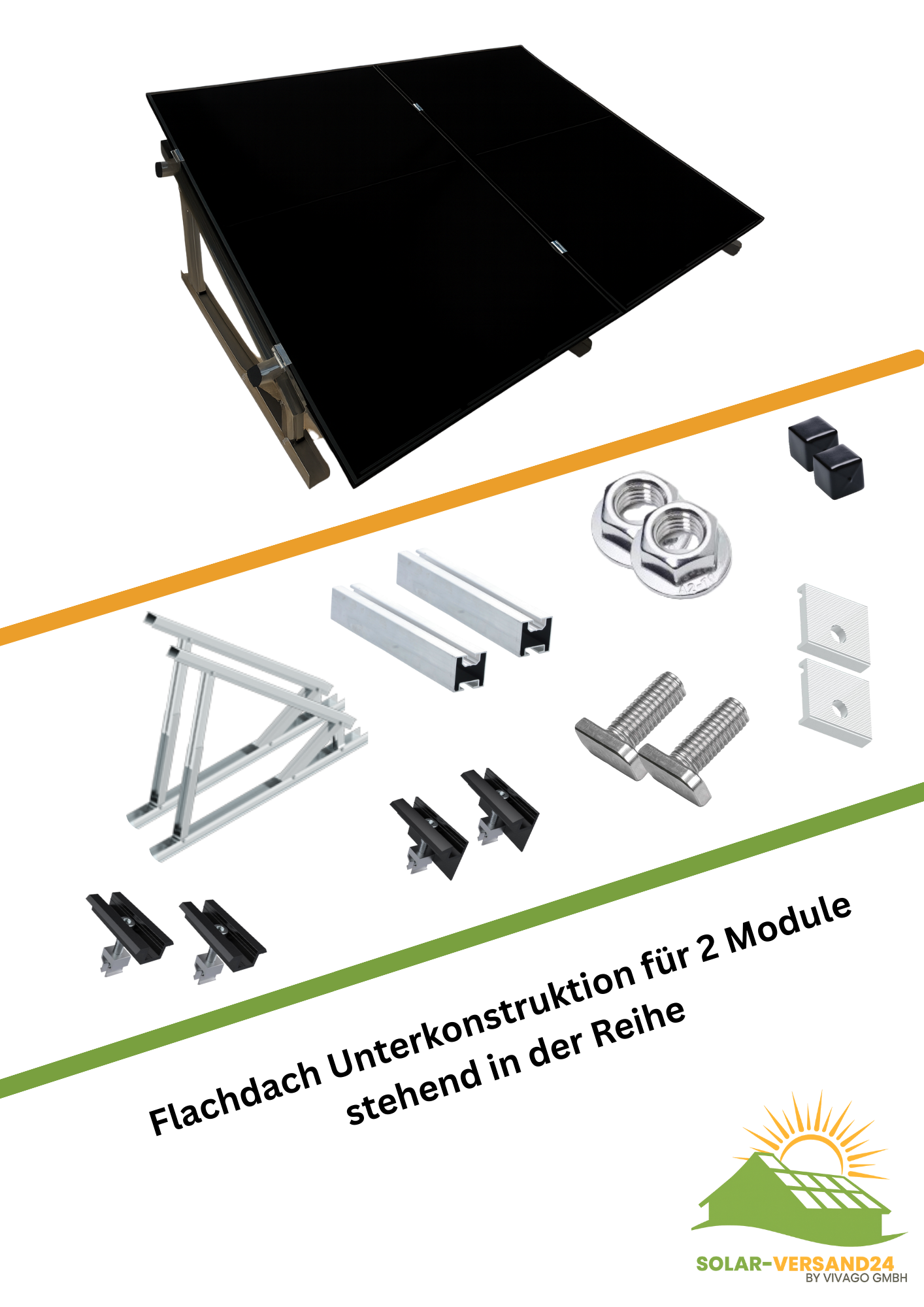 Modulaufständerung Flachdach 2 Module 20-40° verstellbar